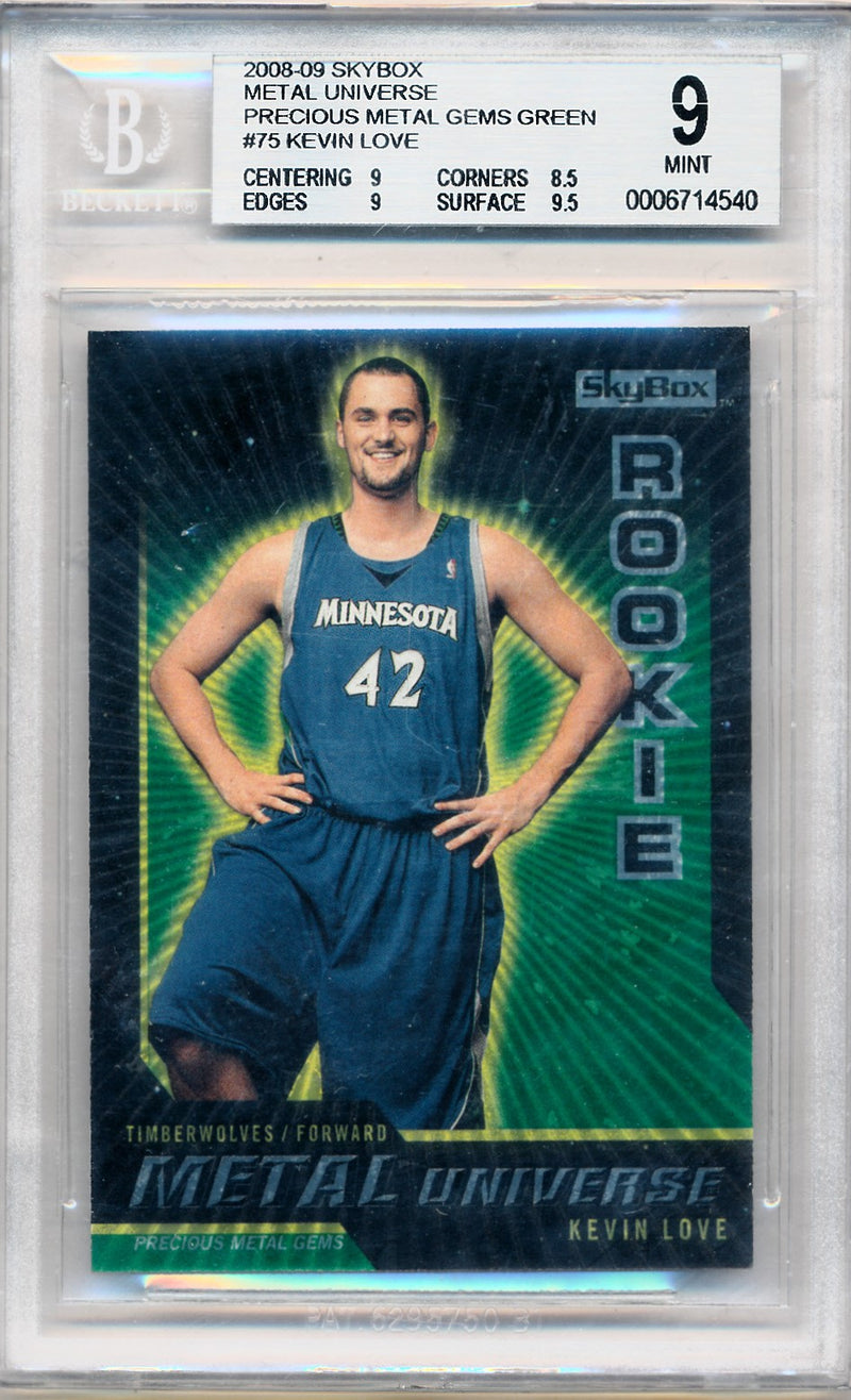 Skybox 2008-2009 Metal Universe Precious Metal Gems Green #75 Kevin Love 10/50 / BGS Grade 9