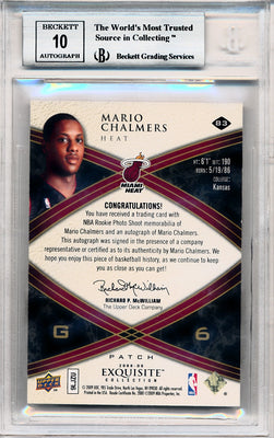 Upper Deck 2008-2009 Exquisite Collection Rookie Parallel #83 Mario Chalmers 1/6 / BGS Grade 8.5 / Auto Grade 10