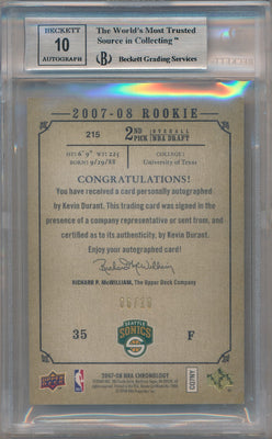 Upper Deck  2007-2008 UD Chronology Autographs Gold #215 Kevin Durant 6/10 / BGS Grade 8.5 / Auto Grade 10