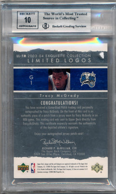 Upper Deck 2003-2004 Exquisite Collection Limited Logos #TM Tracy Mcgrady 68/75 / BGS Grade 8.5 / Auto Grade 10