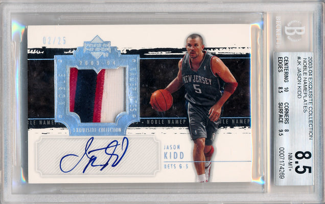 Upper Deck 2003-2004 Exquisite Collection Noble Nameplates #NN-JK Jason Kidd 2/25 / BGS Grade 8.5 / Auto Grade 10