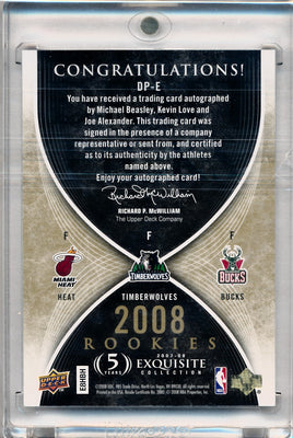 Upper Deck 2007-2008 Exquisite Collection Draft Picks Reservation #DPE Michael Beasley / Kevin Love / Joe Alexander 70/99