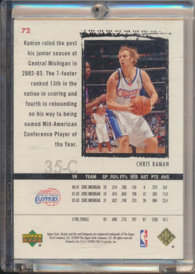 Upper Deck 2003-2004 Exquisite Collection Gold Rookie #72 Chris Kaman 10/25