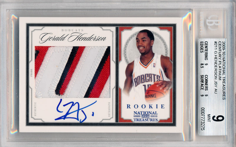 Panini 2009-2010 National Treasures Century Platinum #211 Gerald Henderson 4/5 / BGS Grade 9 / Auto Grade 10