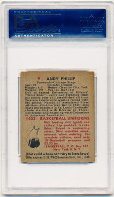 Topps Bowman 1948   #9 Andy Phillip  / PSA Grade 6 / Auto Grade None