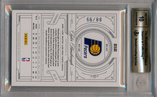 Panini 2009-2010 National Treasures Century Silver #212 Tyler Hansbrough 88/99 / BGS Grade 9.5 / Auto Grade 10