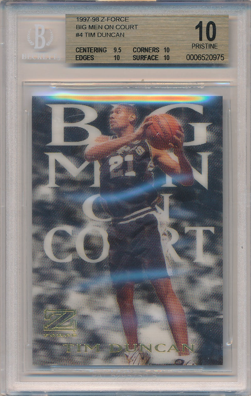 SkyBox 1997-1998 Z-Force Big Men On Court #4/15BMOC Tim Duncan  / BGS Grade 10