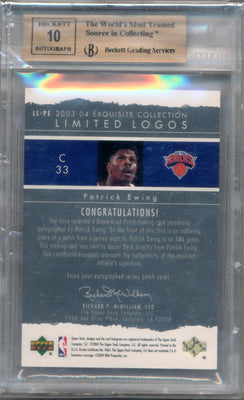 Upper Deck 2003-2004 Exquisite Collection Limited Logos #PE Patrick Ewing 52/75 / BGS Grade 9.5 / Auto Grade 10