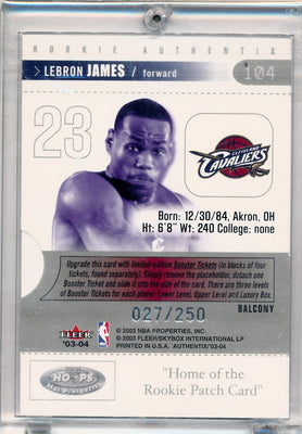 Fleer 2003-2004 Rookie Authentix Balcony #104 Lebron James 27/250