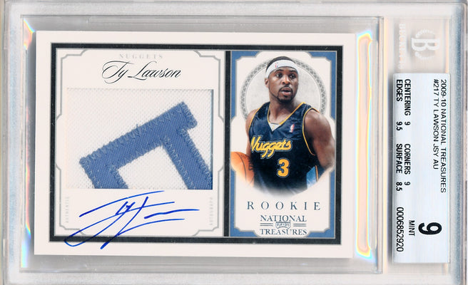 Panini 2009-2010 National Treasures Century Silver #217 Ty Lawson 7/99 / BGS Grade 9 / Auto Grade 10