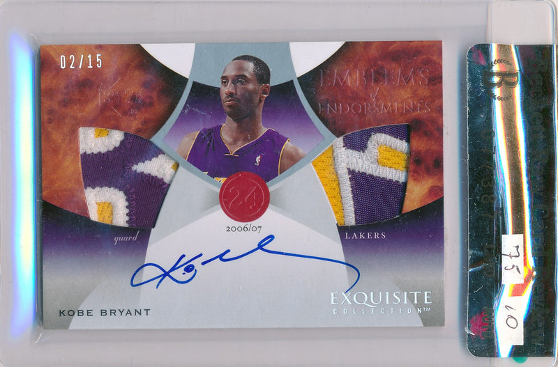 Upper Deck 2006-2007 Exquisite Collection Emblems Of Endorsement #EMKB Kobe Bryant 2/15 / Auto Grade 10