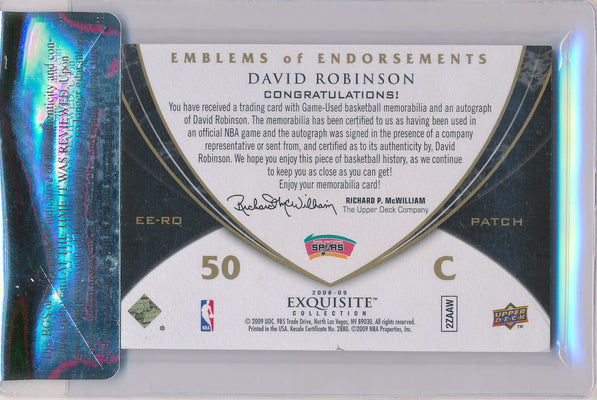 Upper Deck 2008-2009 Exquisite Collection Emblems Of Endorsement #EERO David Robinson 8/10 / Auto Grade 9