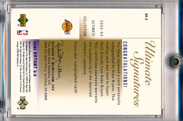 Upper Deck 2003-2004 Ultimate Collection Ultimate Signatures #KBA Kobe Bryant 4/8