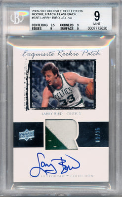 Upper Deck 2009-2010 Exquisite Collection Rookie Patch Flashback #78E Larry Bird 3/25 / BGS Grade 9 / Auto Grade 10