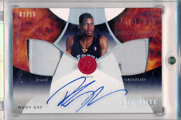 Upper Deck 2006-2007 Exquisite Collection Emblems Of Endorsement #EMRG Rudy Gay 2/15