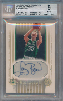 Upper Deck 2004-2005 Ultimate Collection Signature Patches #SP-LB Larry Bird 10/25 / BGS Grade 9 / Auto Grade 10