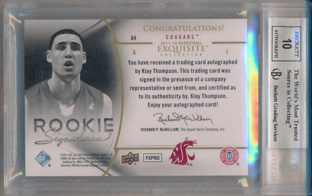 Panini 2011-2012 Exquisite Collection HOLO Parallel #64 Klay Thompson 17/25 / BGS Grade 8.5 / Auto Grade 10