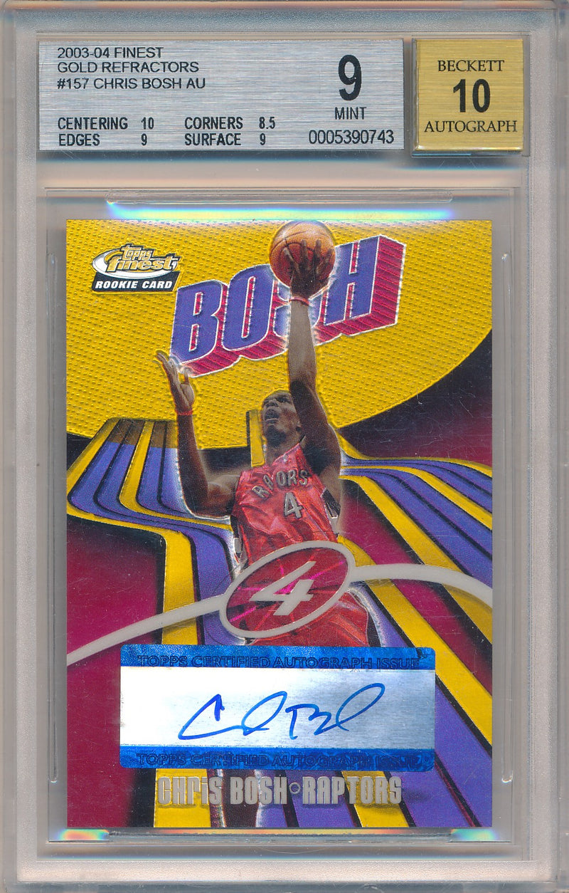 Topps 2003-2004 Finest Gold Refractors #157 Chris Bosh 15/25 / BGS Grade 9 / Auto Grade 10