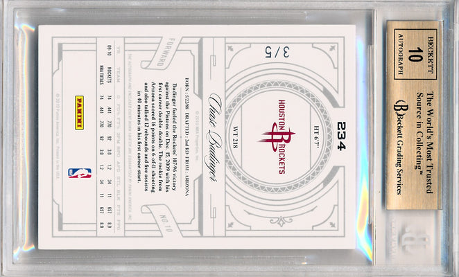 Panini 2009-2010 National Treasures Century Platinum #234 Chase Budinger 3/5 / BGS Grade 9.5 / Auto Grade 10