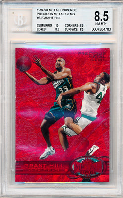 Skybox 1997-1998 Metal Universe Championship Precious Metal Gems Red #64 Grant Hill 12/100 / BGS Grade 8.5