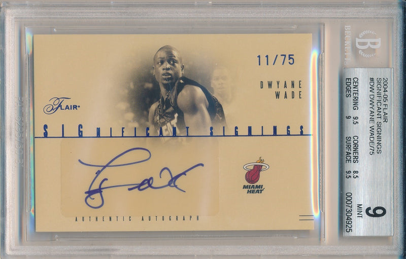 Fleer 2004-2005 Flair   Significant Signings #SS-DW Dwyane Wade 11/75 / BGS Grade 9 / Auto Grade 10