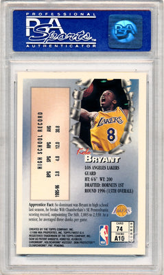 Topps 1996 Finest W/Coating #74 Kobe Bryant  / PSA Grade 10