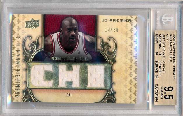 Upper Deck 2008-2009 Premier Remnants Triple City #PR3JO Michael Jordan 14/50 / BGS Grade 9.5