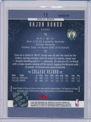 Topps 2006-07 Finest Refractor Auto #72 Rajon Rondo