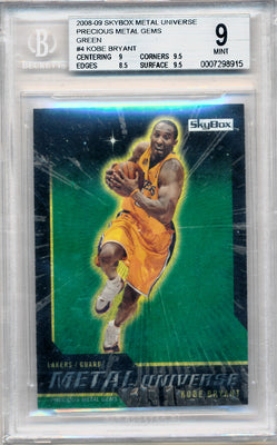 Skybox 2008-2009 Metal Universe Precious Metal Gems Green #4 Kobe Bryant 8/50 / BGS Grade 9