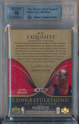 Upper Deck 2006-2007 Exquisite Collection Numbers Pieces #EN-CD Clyde Drexler 22/22 / BGS Grade 8.5 / Auto Grade 10