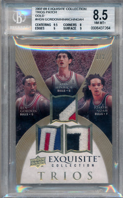 Upper Deck 2007-2008 Exquisite Collection Trios Patch Gold #HGN Ben Gordon / Kirk Hinrich / Joakim Noah 1/3 / BGS Grade 8.5