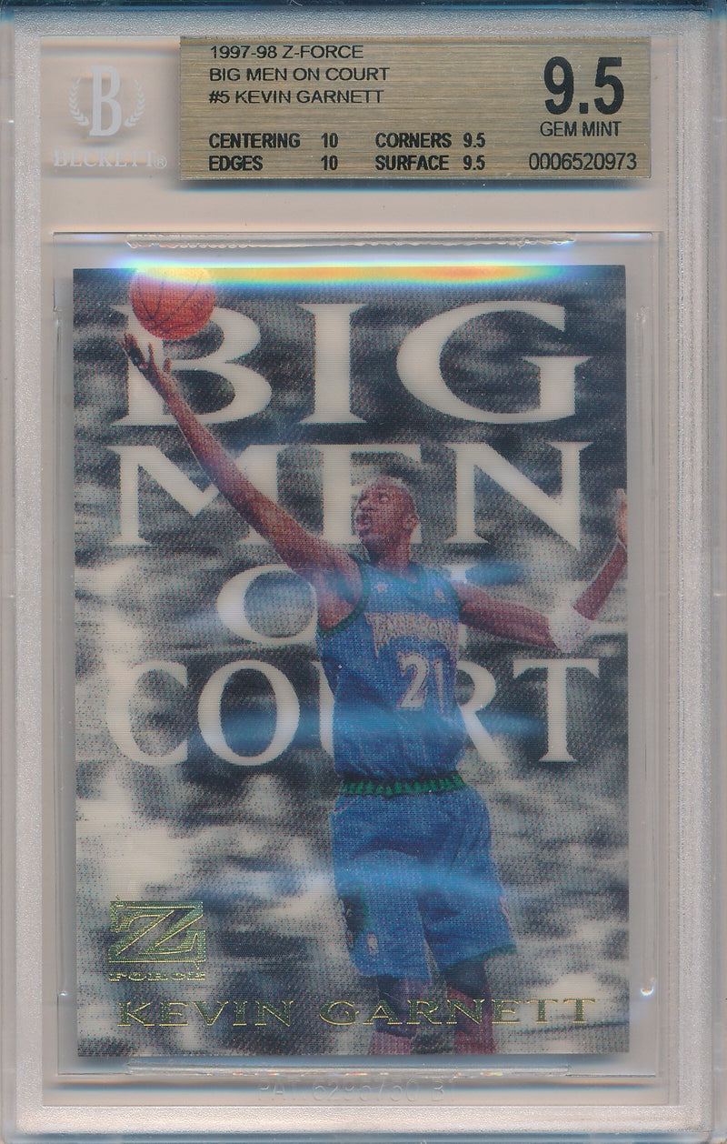 SkyBox 1997-1998 Z-Force Big Men On Court #5/15BMOC Kevin Garnett  / BGS Grade 9.5