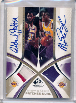 Upper Deck 2005-2006 Sp Game Used Edition Dual Patches #AAP2-AJ Kareem Abdoul-Jabbar / Magic Johnson 4/5