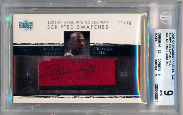 Upper Deck 2003-2004 Exquisite Collection Scripted Swatches #SS-MJ Michael Jordan 15/25 / BGS Grade 9 / Auto Grade 10