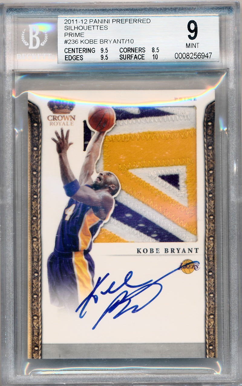 Panini 2011-2012 Preferred Silhouttes Prime #236 Kobe Bryant 6/10 / BGS Grade 9 / Auto Grade 10