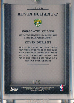 Topps  2007-2008 Letterman Patch #LP-KD Kevin Durant 1/5