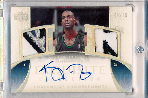 Upper Deck 2005-2006 Exquisite Collection Emblems Of Endorsement #EMKG Kevin Garnett 9/15