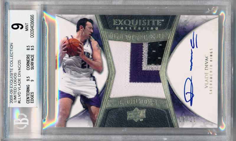 Upper Deck 2008-2009 Exquisite Collection Limited Logos #LLVD Vlade Divac 16/25 / BGS Grade 9 / Auto Grade 10