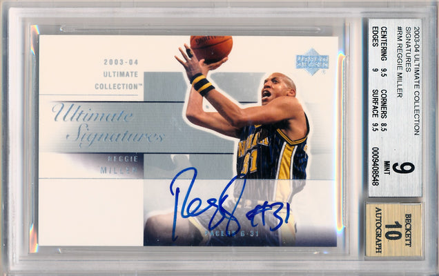 Upper Deck 2003-04 Ultimate Collection  Ultimate Signatures #RM-A Reggie Miller  / BGS Grade 9 / Auto Grade 10