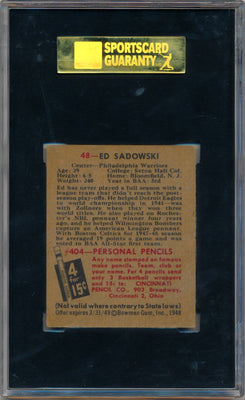 Topps Bowman  1948 Philadelphia Warriors  #70 Ed Sadowski  / PSA Grade 5.5