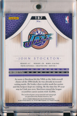 Panini 2012-2013 Immaculate Collection Jersey Auto #187 John Stockton 20/25