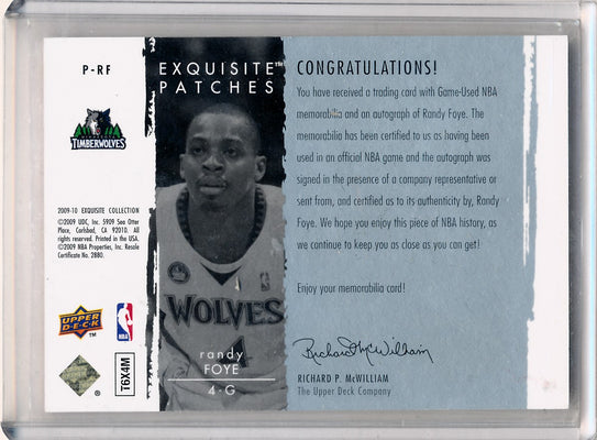 Upper Deck 2009-2010 Exquisite Collection Autographs Patches #PRF Randy Foye 6/50