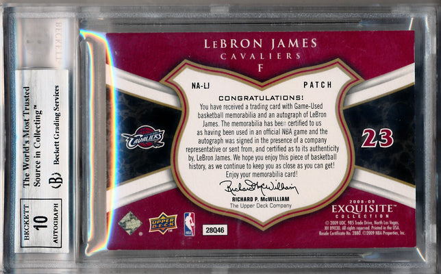 Upper Deck 2008-2009 Exquisite Collection Noble Nameplates #NALJ Lebron James 12/23 / BGS Grade 9 / Auto Grade 10