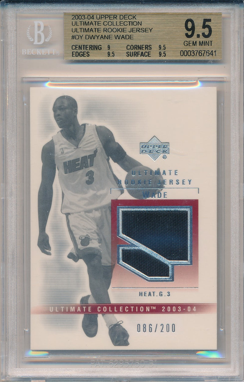 Upper Deck 2003-2004 Ultimate Collection Ultimate Rookie Jersey #DY-J Dwyane Wade 86/200 / BGS Grade 9.5