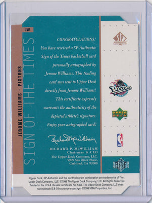 Upper Deck 1998-1999 SP Authentic Sign Of The Times #JW Jerome Williams