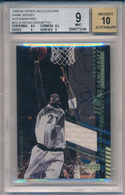 Upper Deck 1999-2000 Encore Game Jerseys #KG-A Kevin Garnett 21/21 / BGS Grade 9 / Auto Grade 10