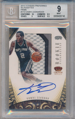 Panini 2012-2013 Prefered Silhouettes #319 Kawhi Leonard 9/25 / BGS Grade 9 / Auto Grade 10