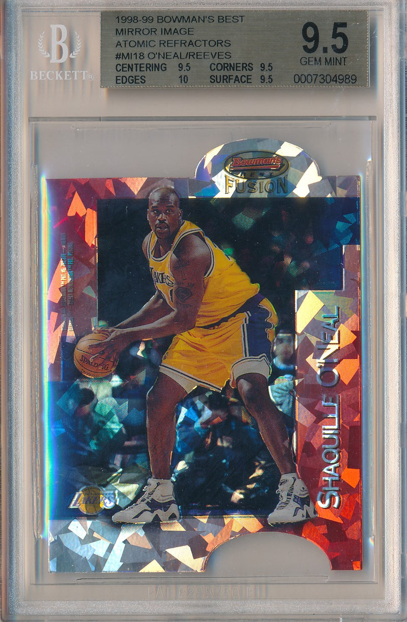 Topps 1998-1999 Bowman's Best Mirror Image Atomic Refractors #MI18 Shaquille O'neal/ Bryant Reeves 3/25 / BGS Grade 9.5