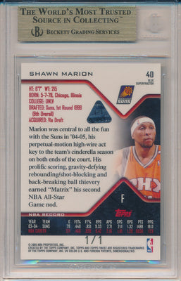 Topps 2004-2005 Finest Blue Superfractors #40 Shawn Marion 1/1 / BGS Grade 9.5