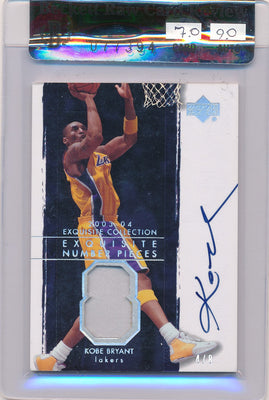 Upper Deck 2003-2004 Exquisite Collection Number Piece Autographs #NP-KB Kobe Bryant 4/8 / Auto Grade 9